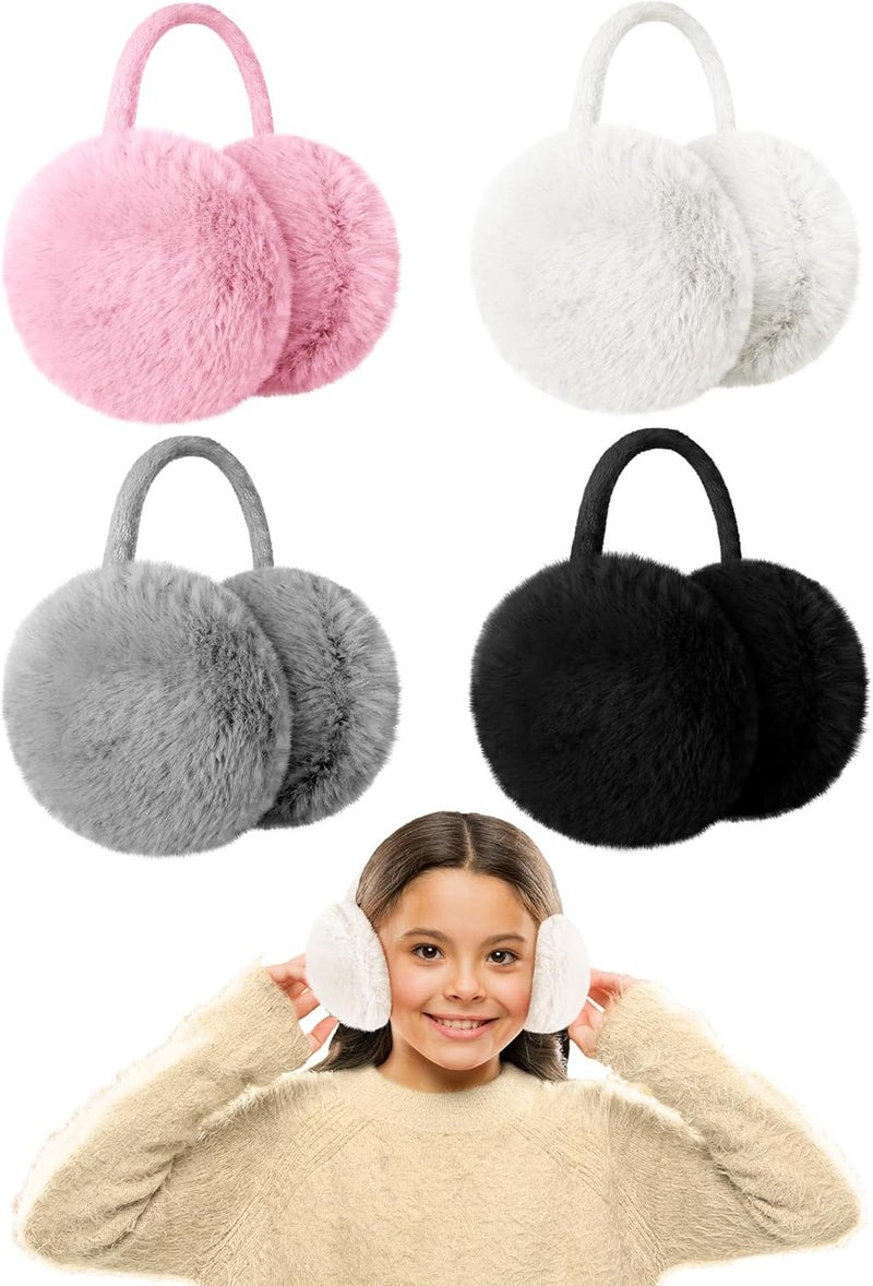 Fourluoo 4 Pcs Warm Ear Muffs Winter Earmuffs Cute Ear Covers for Kids teenager Outdoor Activities Warmth - Image 1